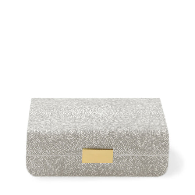 Aerin Modern Shagreen Small Jewelry Box, Dove