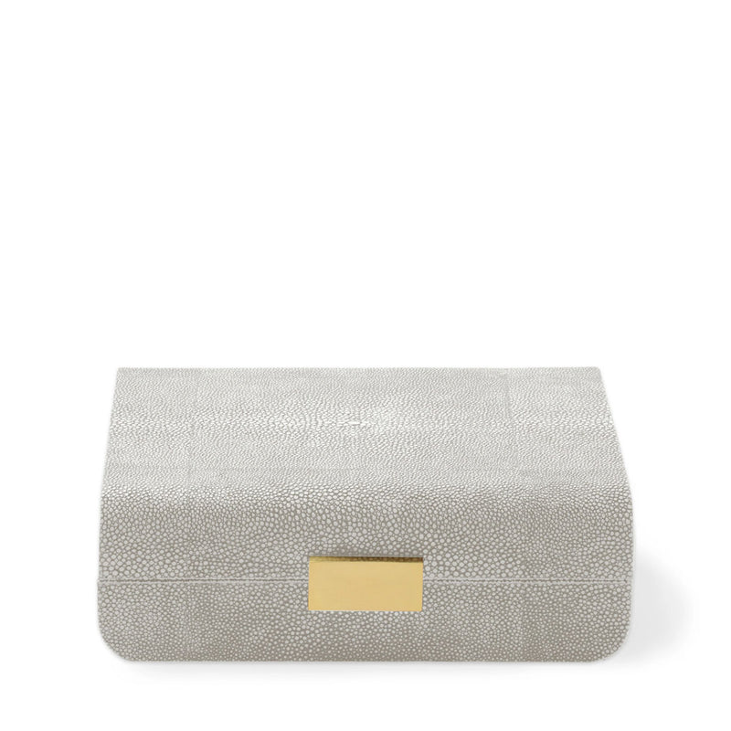 Aerin Modern Shagreen Small Jewelry Box, Dove