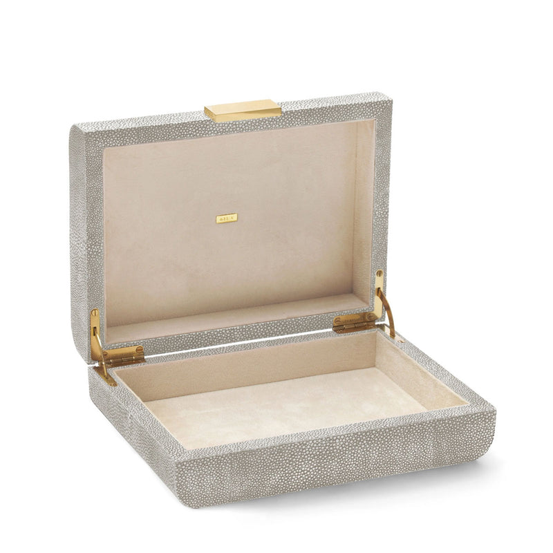 Aerin Modern Shagreen Small Jewelry Box, Dove