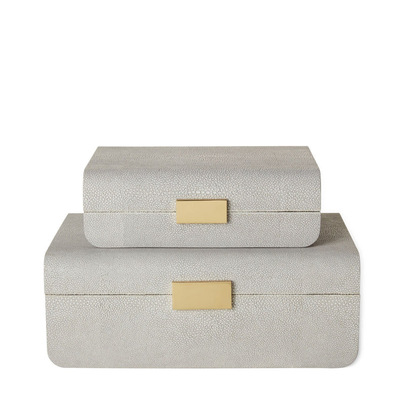 Aerin Modern Shagreen Small Jewelry Box, Dove