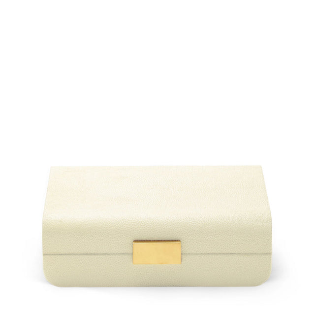 Aerin Modern Shagreen Small Jewelry Box, Cream