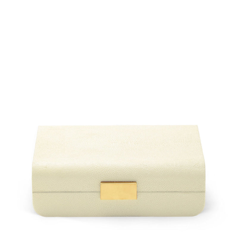 Aerin Modern Shagreen Small Jewelry Box, Cream