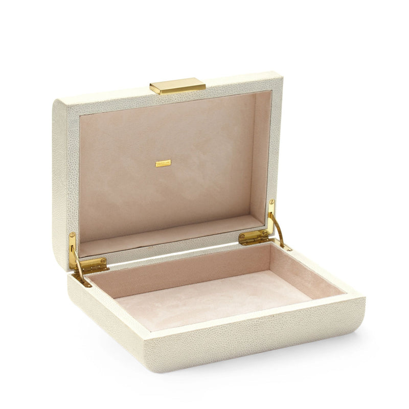 Aerin Modern Shagreen Small Jewelry Box, Cream