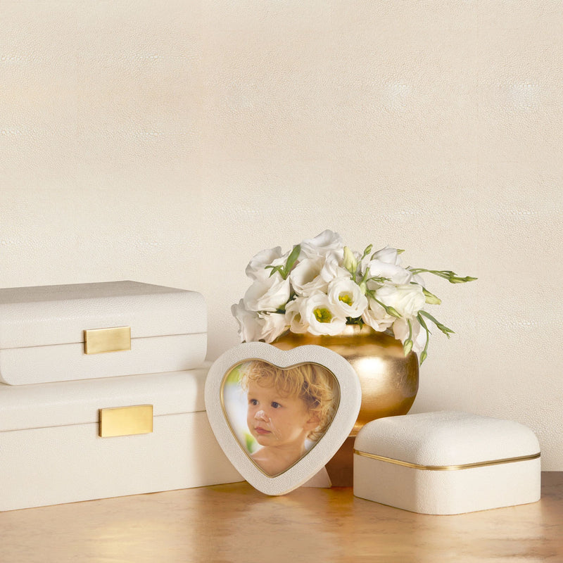 Aerin Modern Shagreen Small Jewelry Box, Cream