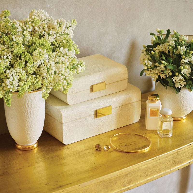 Aerin Modern Shagreen Small Jewelry Box, Cream