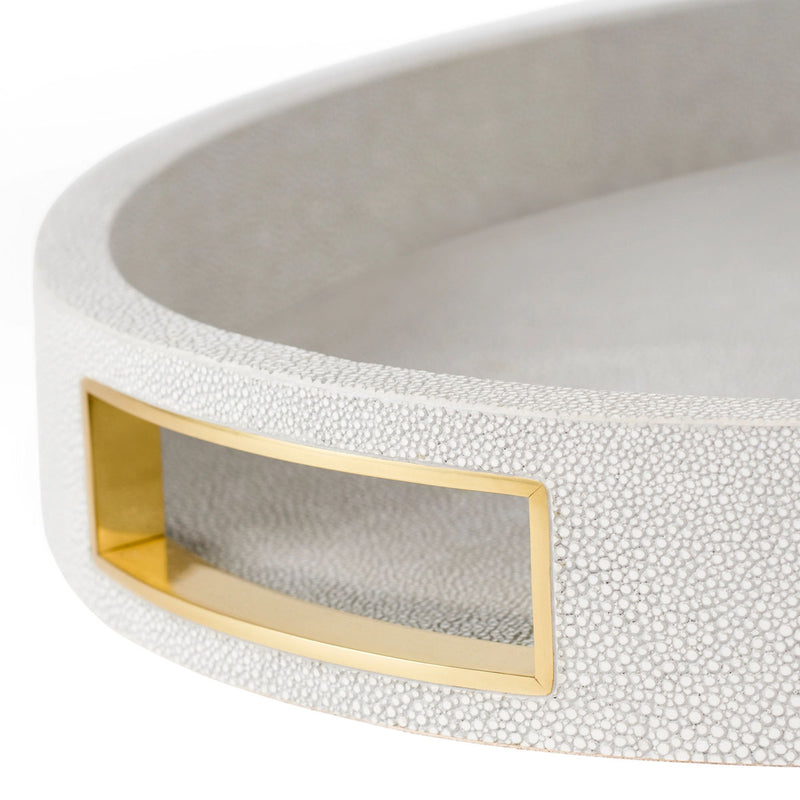 Aerin Modern Shagreen Cocktail Tray, Dove