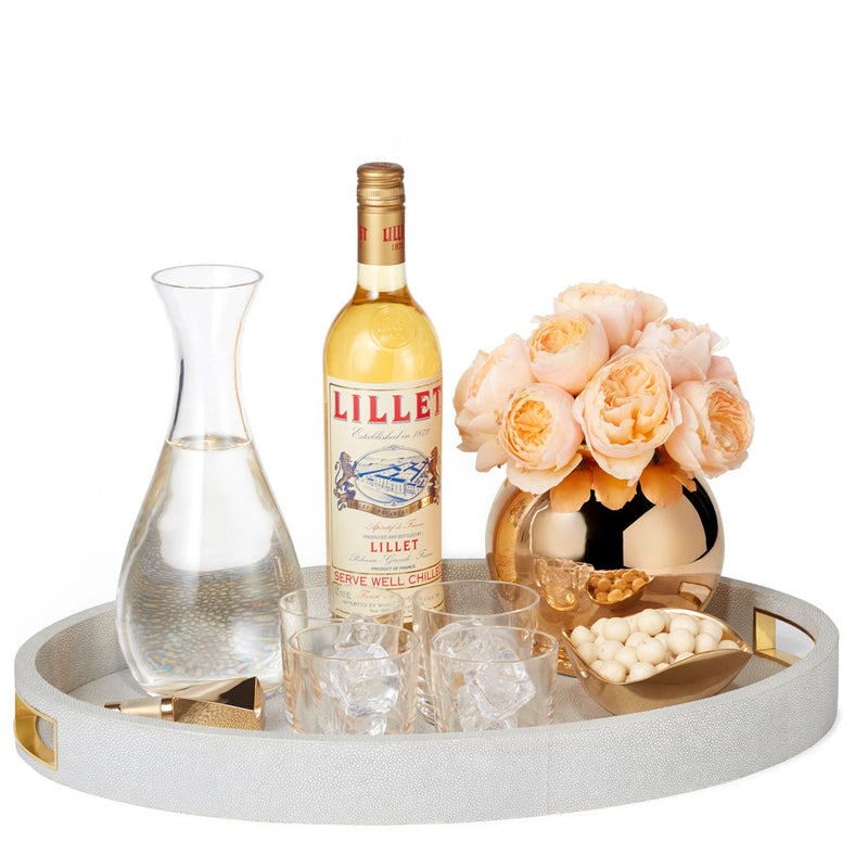 Aerin Modern Shagreen Cocktail Tray, Dove