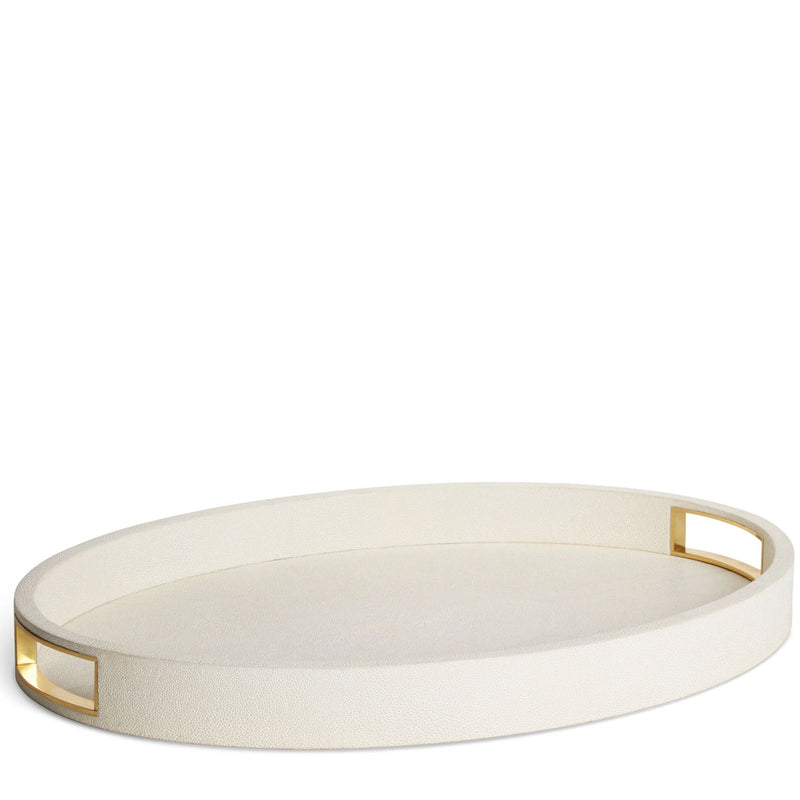 Aerin Modern Shagreen Cocktail Tray, Cream
