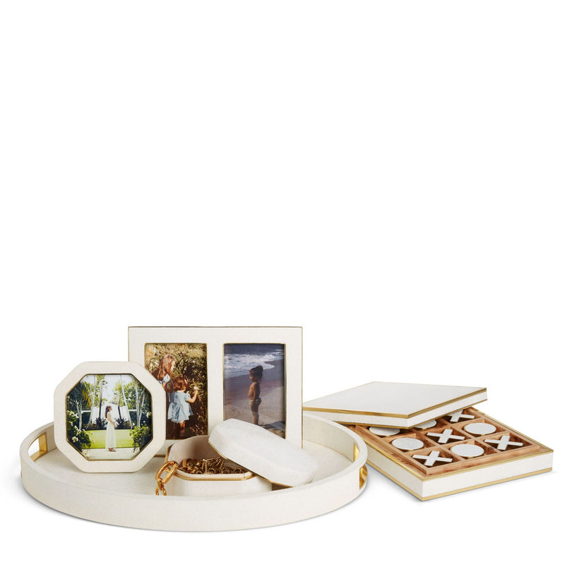 Aerin Modern Shagreen Cocktail Tray, Cream