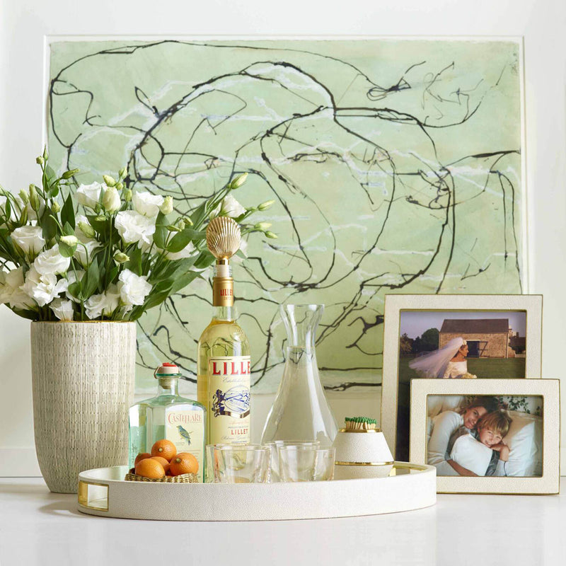 Aerin Modern Shagreen Cocktail Tray, Cream