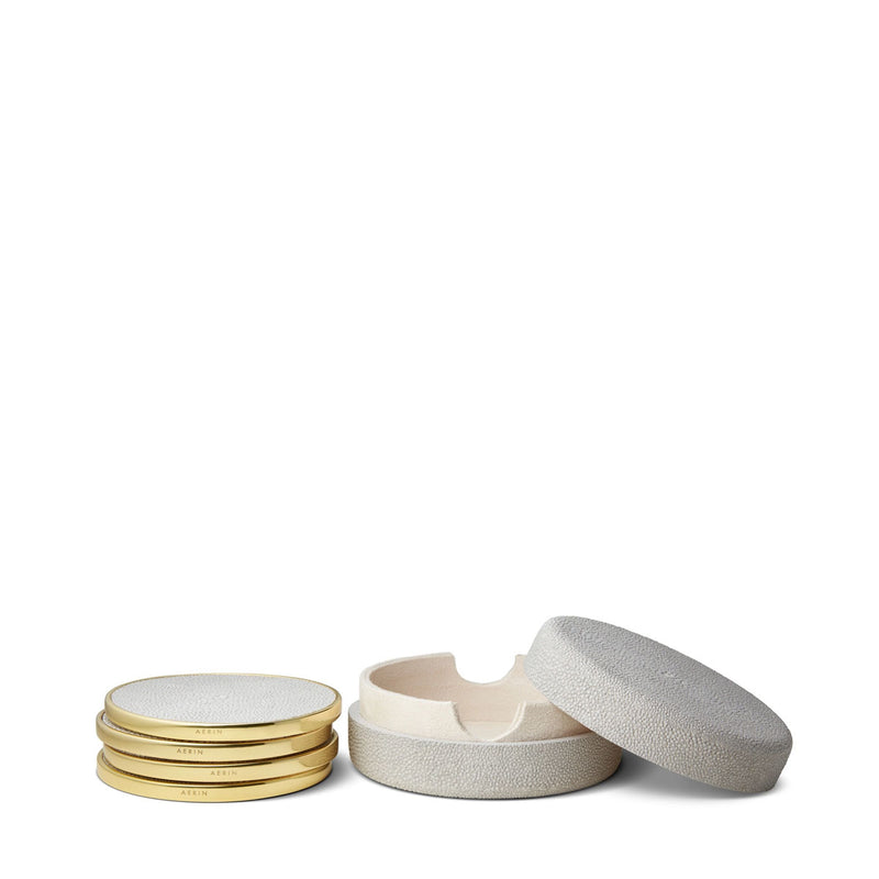 Aerin Shagreen Coasters, Dove, Set of 4