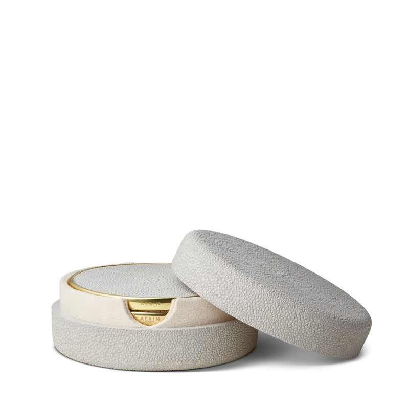 Aerin Shagreen Coasters, Dove, Set of 4
