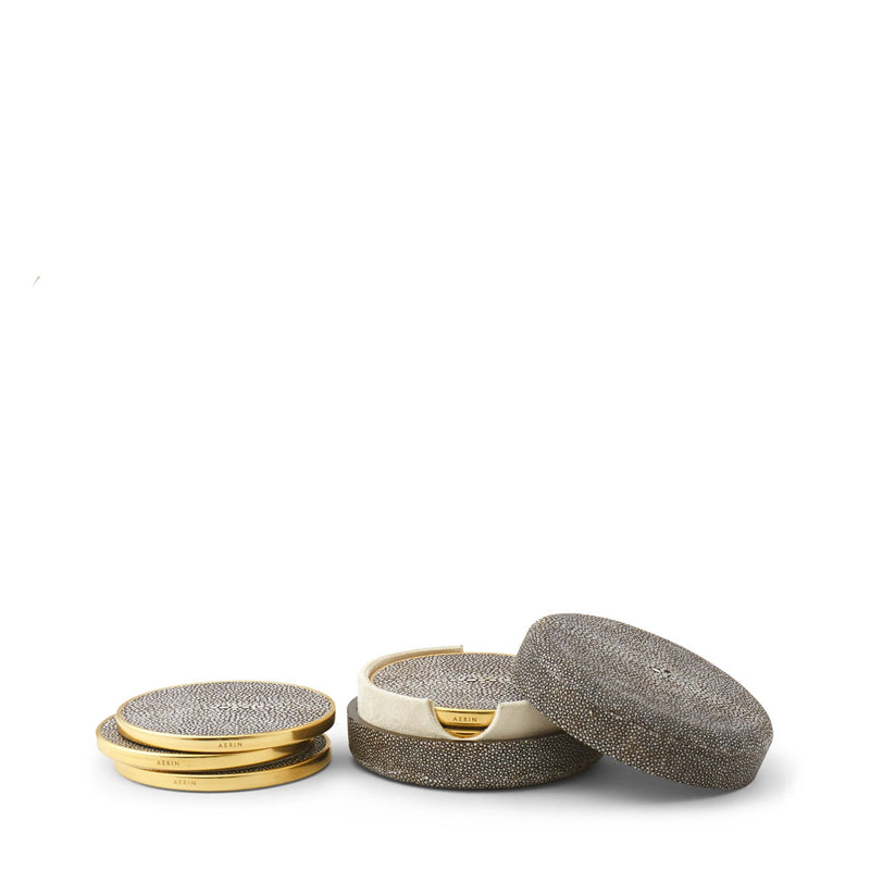 Aerin Shagreen Coasters, Chocolate, Set of 4