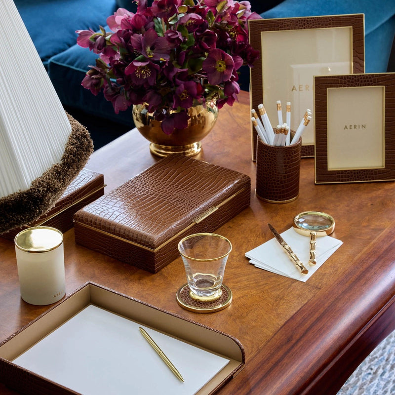 Aerin Enzo Travel Chess Set, Chestnut