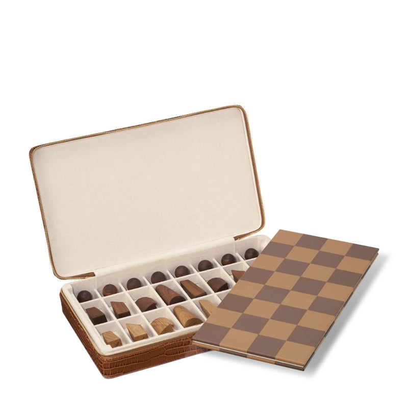 Aerin Enzo Travel Chess Set, Chestnut