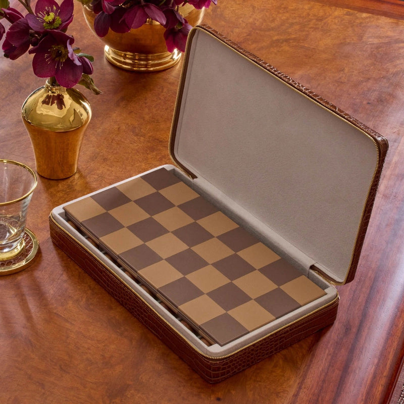 Aerin Enzo Travel Chess Set, Chestnut
