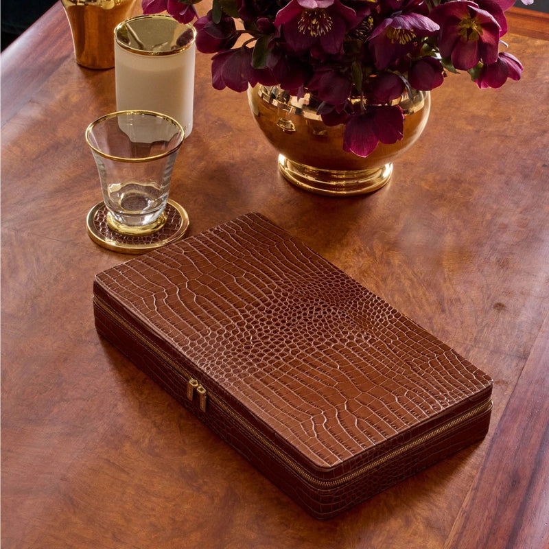 Aerin Enzo Travel Chess Set, Chestnut