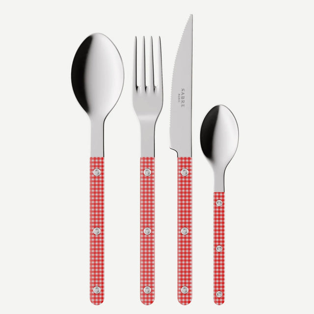 Sabre Bistrot Shiny Gingham Red 24 Pieces Cutlery Set, 024