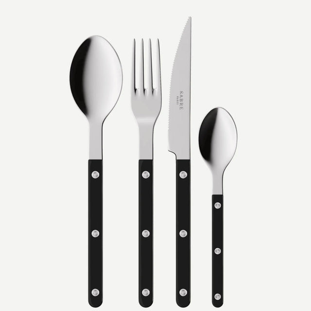 Sabre Bistrot Shiny Solid Black 24 Pieces Cutlery Set, 024