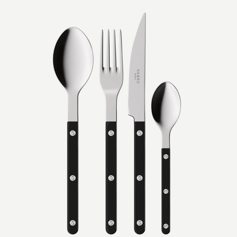 Sabre Bistrot Shiny Solid Black 24 Pieces Cutlery Set, 024