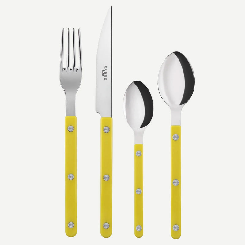 Sabre Bistrot Shiny Solid Yellow 4 Pieces Cutlery Set, 040