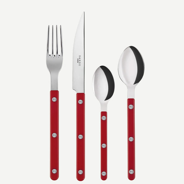 Sabre Bistrot Shiny Solid Red 4 Pieces Cutlery Set, 033