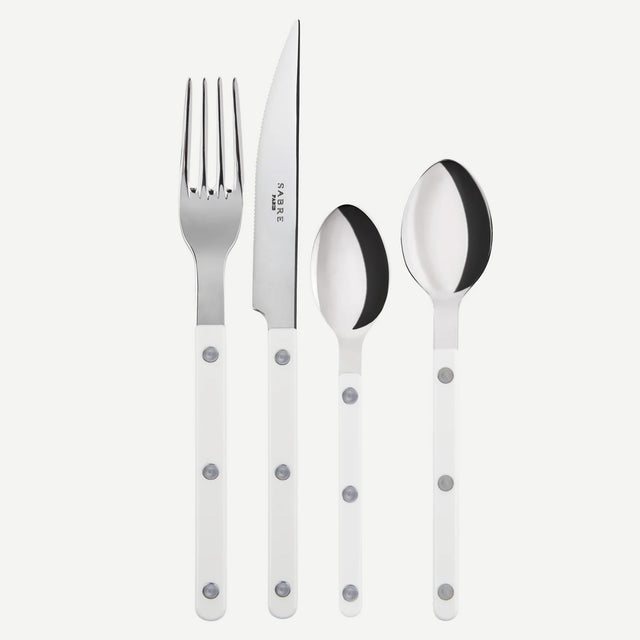Sabre Bistrot Shiny Solid White 4 Pieces Cutlery Set, 033