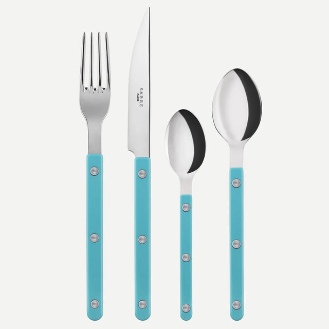 Sabre Bistrot Shiny Solid Turquoise 4 Pieces Cutlery Set, 033