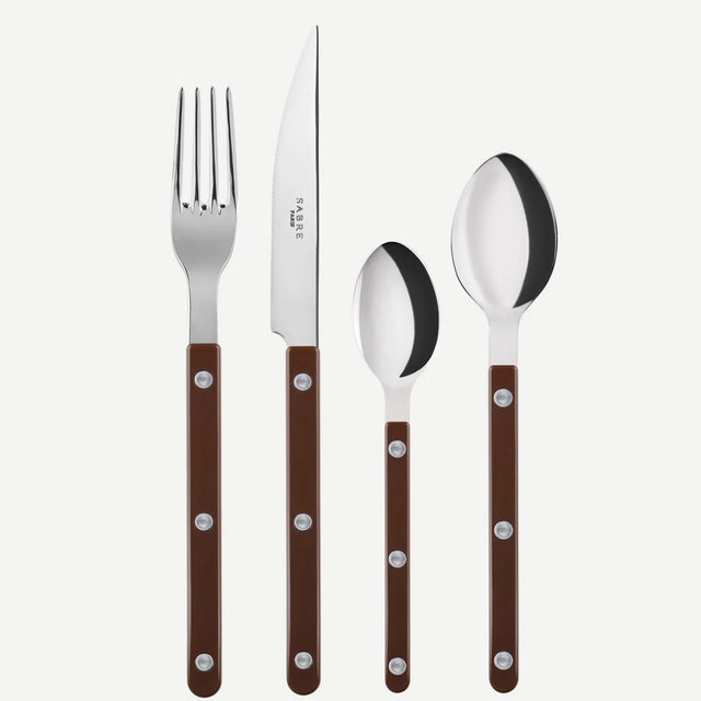 Sabre Bistrot Shiny Solid Chocolate 4 Pieces Cutlery Set, 033