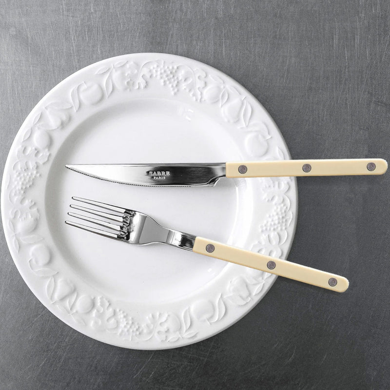Sabre Bistrot Shiny Solid Ivory 24 Pieces Cutlery Set, 041