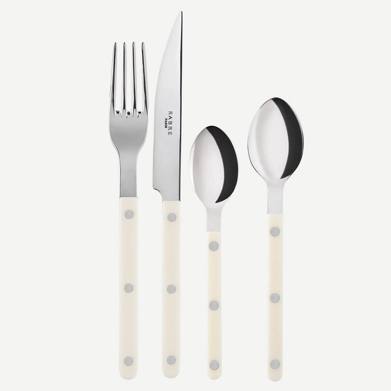 Sabre Bistrot Shiny Solid Ivory 24 Pieces Cutlery Set, 041