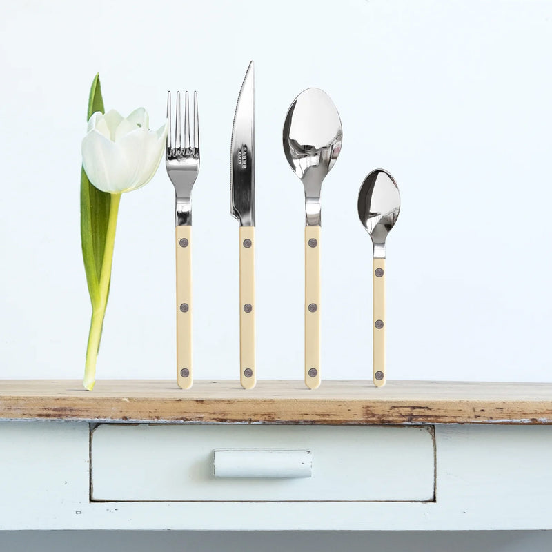 Sabre Bistrot Shiny Solid Ivory 24 Pieces Cutlery Set, 041