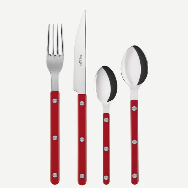 Sabre Bistrot Shiny Solid Red 24 Pieces Cutlery Set, 041