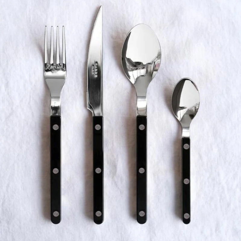 Sabre Bistrot Shiny Solid Black 24 Pieces Cutlery Set, 041
