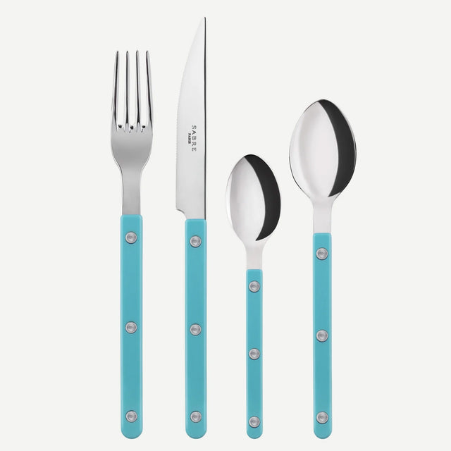 Sabre Bistrot Shiny Solid Turquoise 24 Pieces Cutlery Set, 041