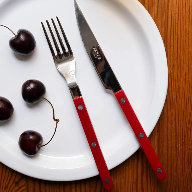 Sabre Bistrot Shiny Solid Burgundy 24 Pieces Cutlery Set, 041