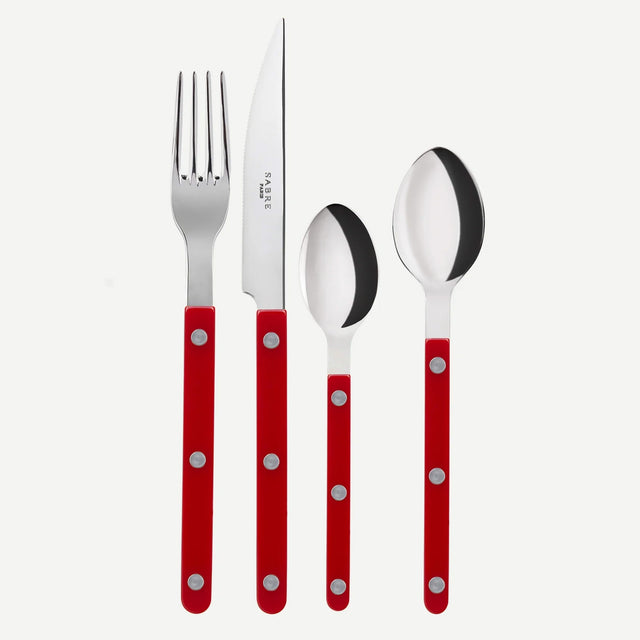 Sabre Bistrot Shiny Solid Burgundy 24 Pieces Cutlery Set, 041