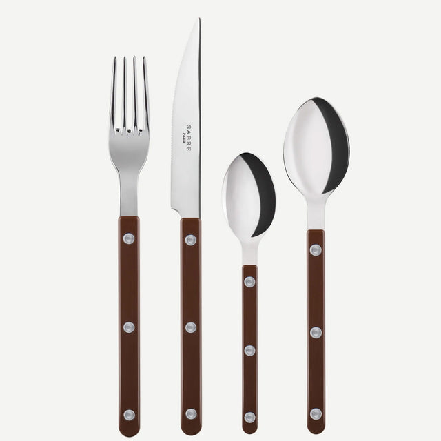 Sabre Bistrot Shiny Solid Chocolate 24 Pieces Cutlery Set, 041