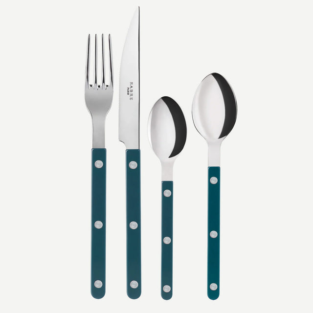Sabre Bistrot Shiny Solid Aquamarine 24 Pieces Cutlery Set, 041