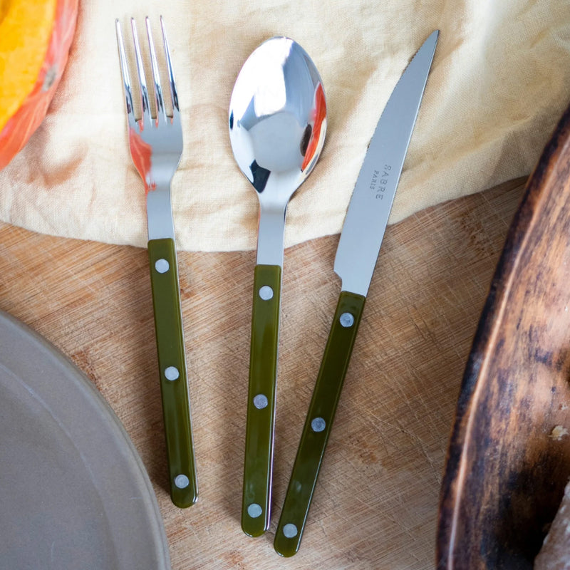 Sabre Bistrot Shiny Solid Green Fern 24 Pieces Cutlery Set, 041