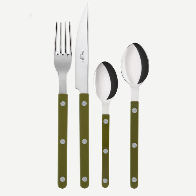 Sabre Bistrot Shiny Solid Green Fern 24 Pieces Cutlery Set, 041