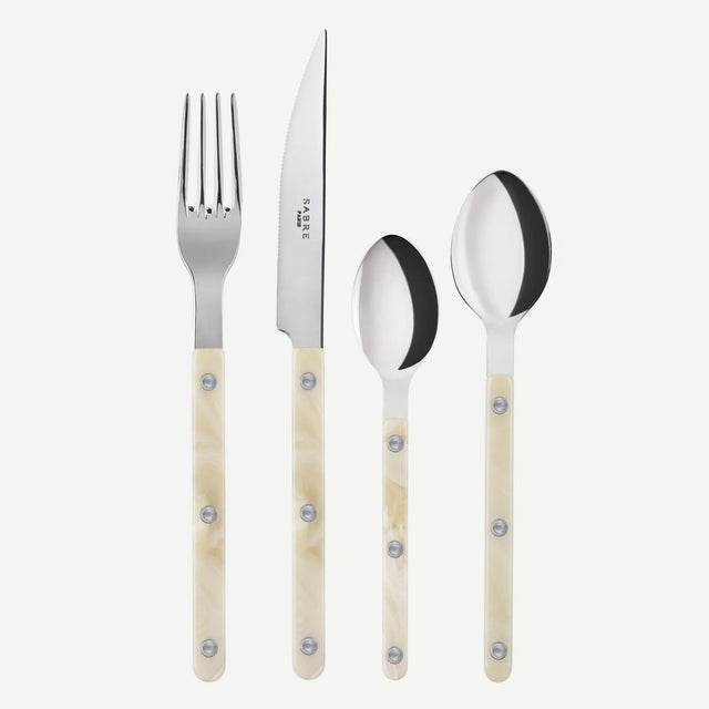 Sabre Bistrot Shiny Horn Faux 4 Pieces Cutlery Set, 040