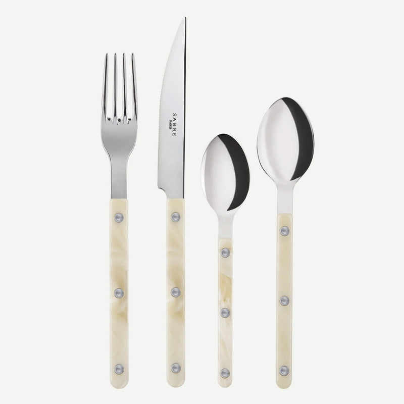 Sabre Bistrot Shiny Horn Faux 4 Pieces Cutlery Set, 040