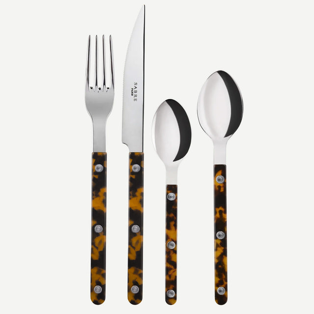 Sabre Bistrot Shiny Tortoise Faux 4 Pieces Cutlery Set, 033