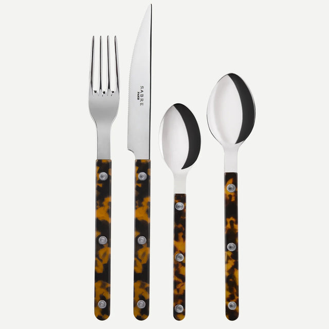 Sabre Bistrot Shiny Tortoise Faux 24 Pieces Cutlery Set, 041