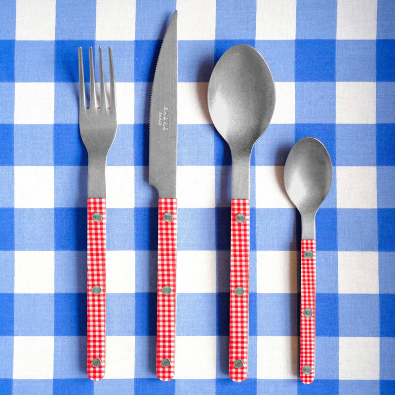 Sabre Bistrot Vintage Gingham Red 24 Pieces Cutlery Set, 024