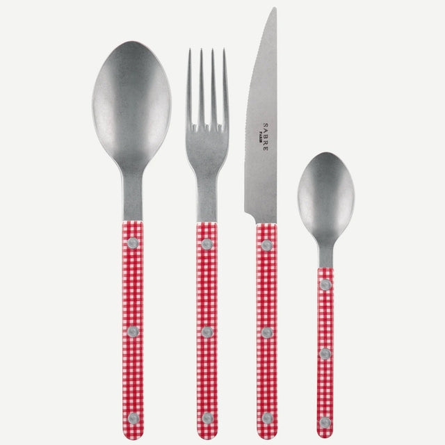 Sabre Bistrot Vintage Gingham Red 24 Pieces Cutlery Set, 024