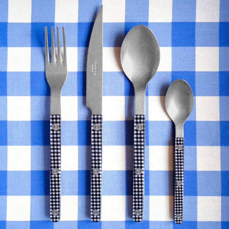 Sabre Bistrot Vintage Gingham Black 24 Pieces Cutlery Set, 024