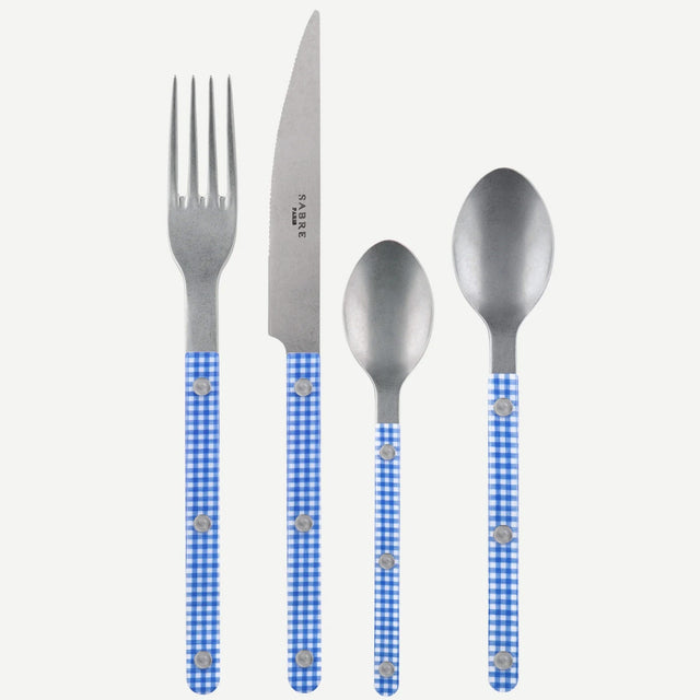 Sabre Bistrot Vintage Gingham Blue 4 Pieces Cutlery Set, 033