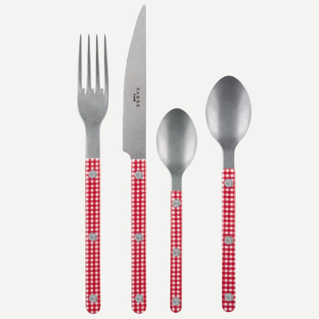 Sabre Bistrot Vintage Gingham Red 4 Pieces Cutlery Set, 040